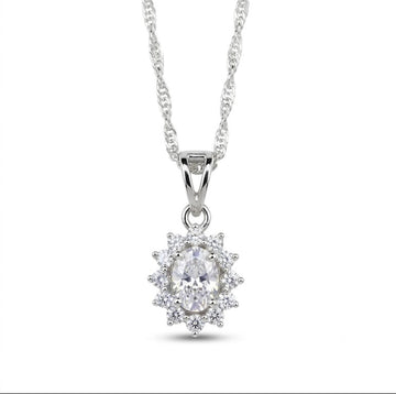 Royal Oval Sunburst Halo Pendant