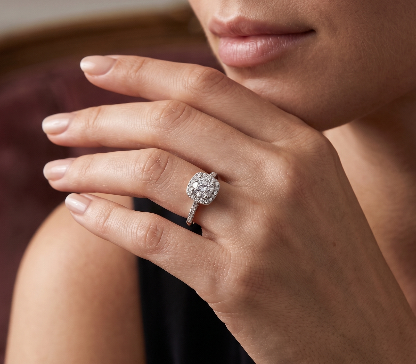 Silver Round Halo Solitaire Ring