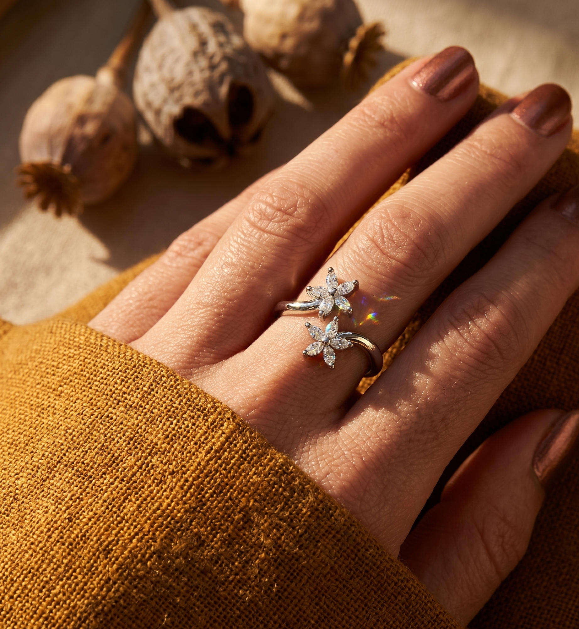 Silver Marquise Bloom Ring