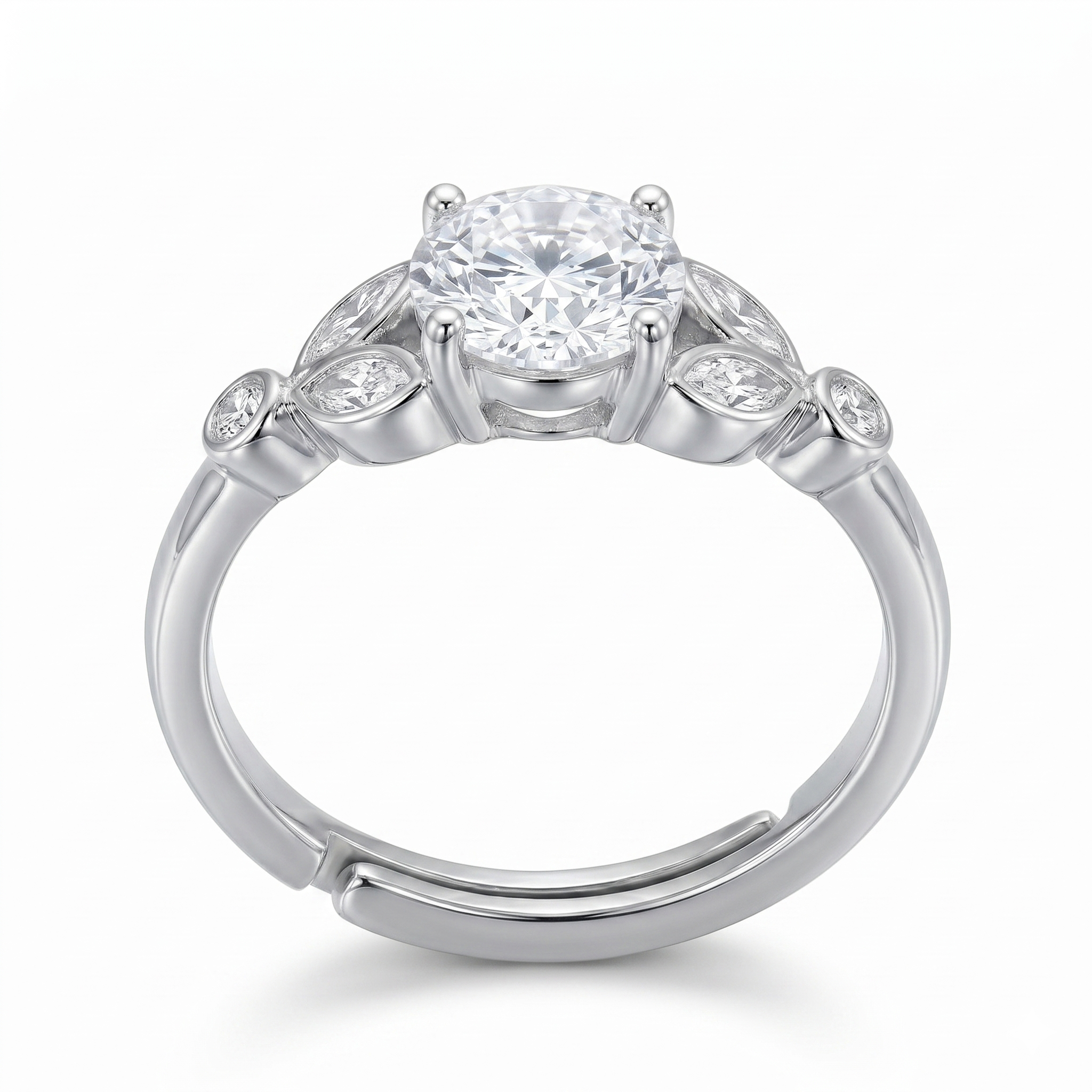 Silver Round Flora Trio Ring