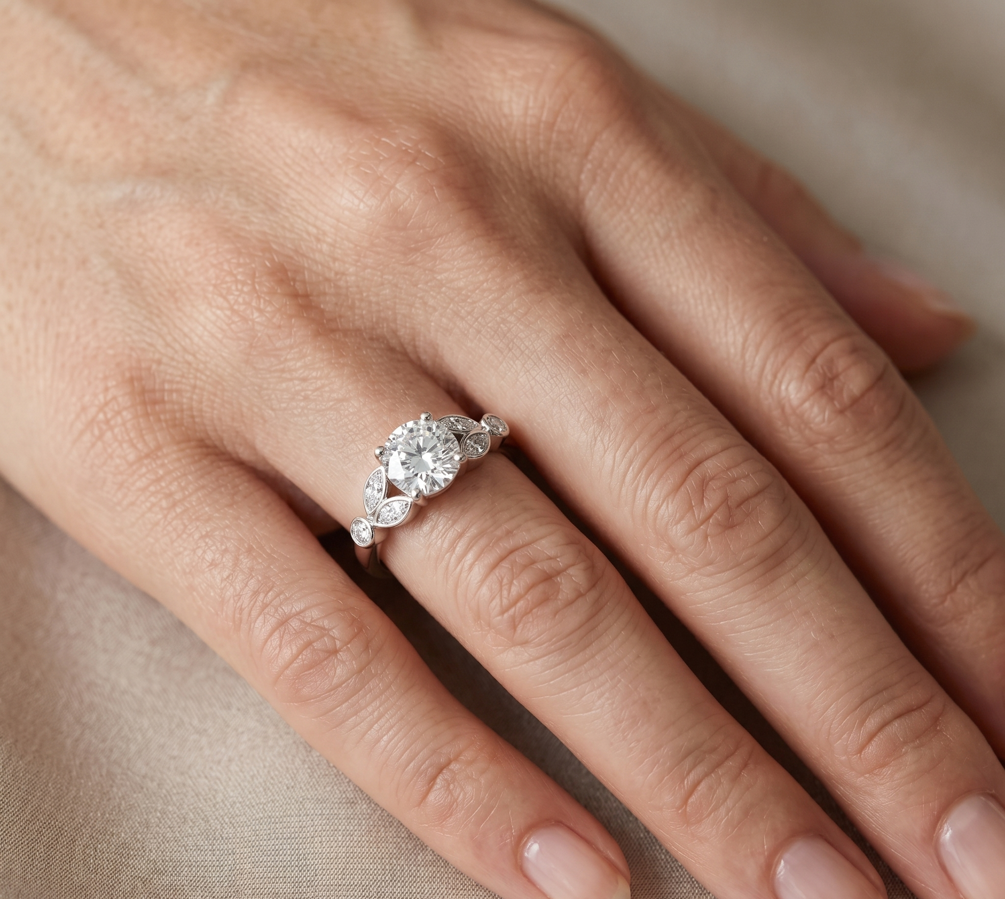 Silver Round Flora Trio Ring