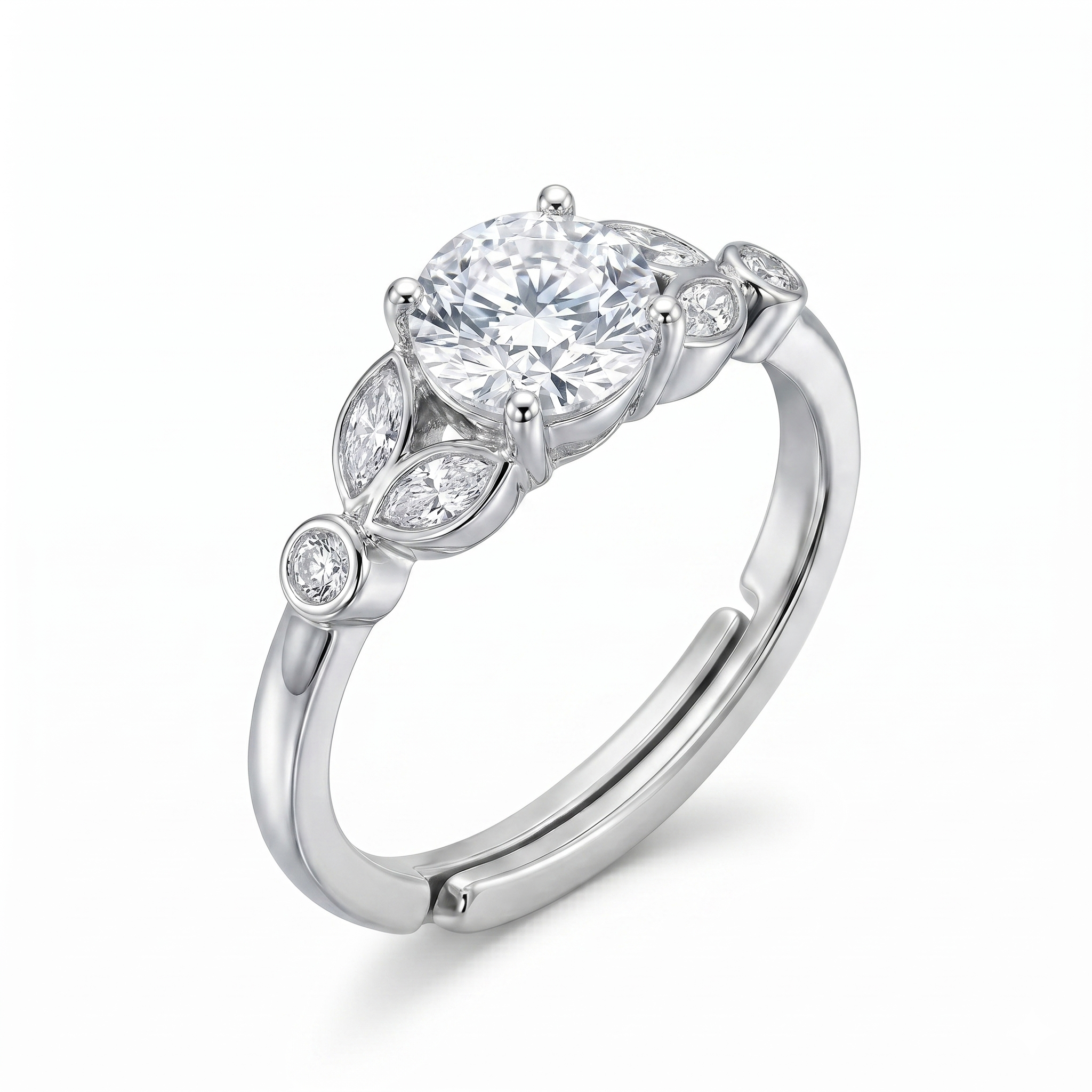 Silver Round Flora Trio Ring