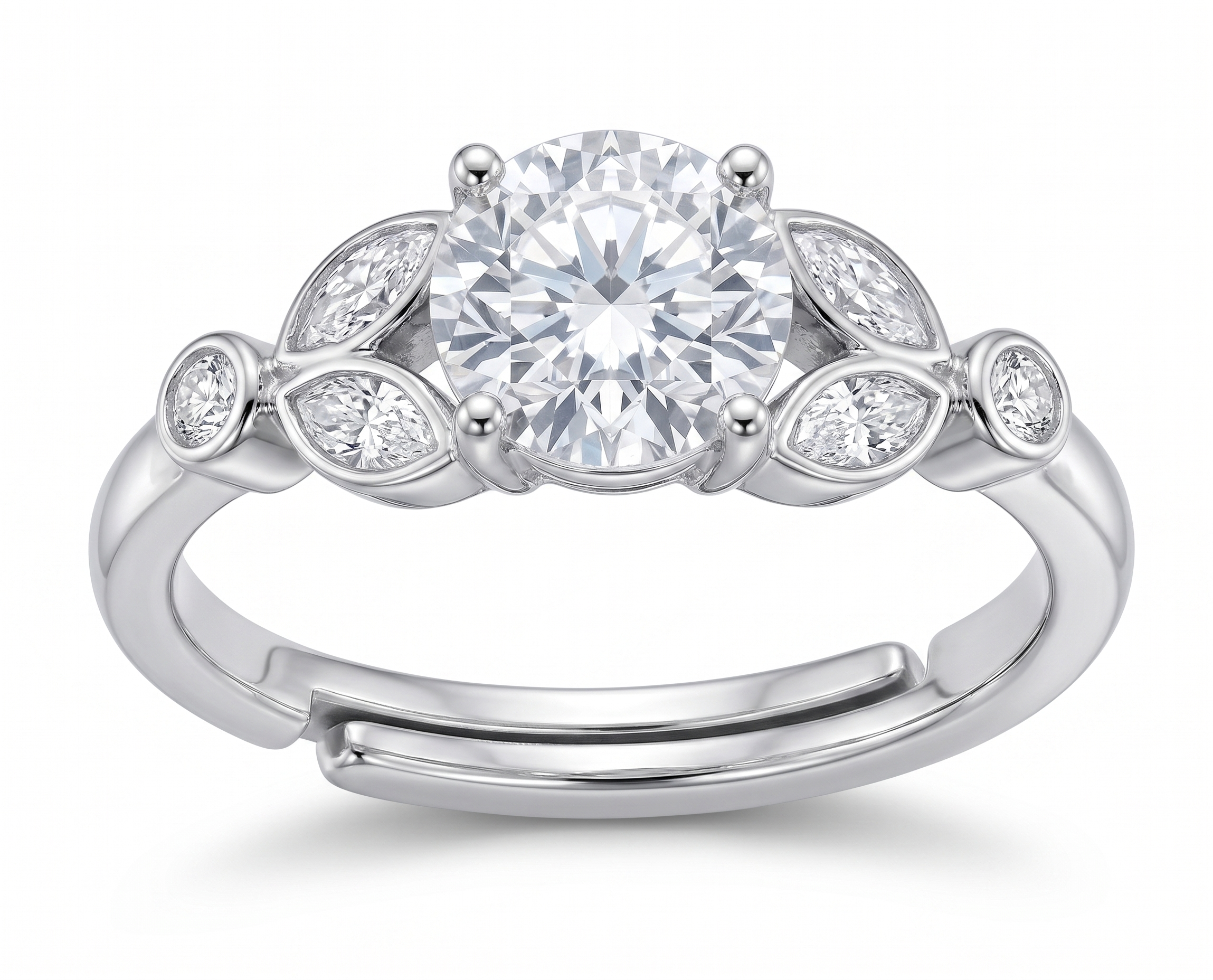 Silver Round Flora Trio Ring