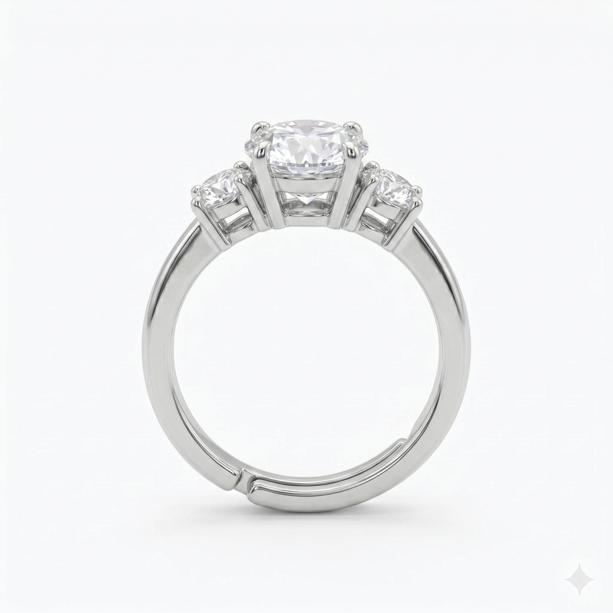 Silver Round Milestone Trinity Ring