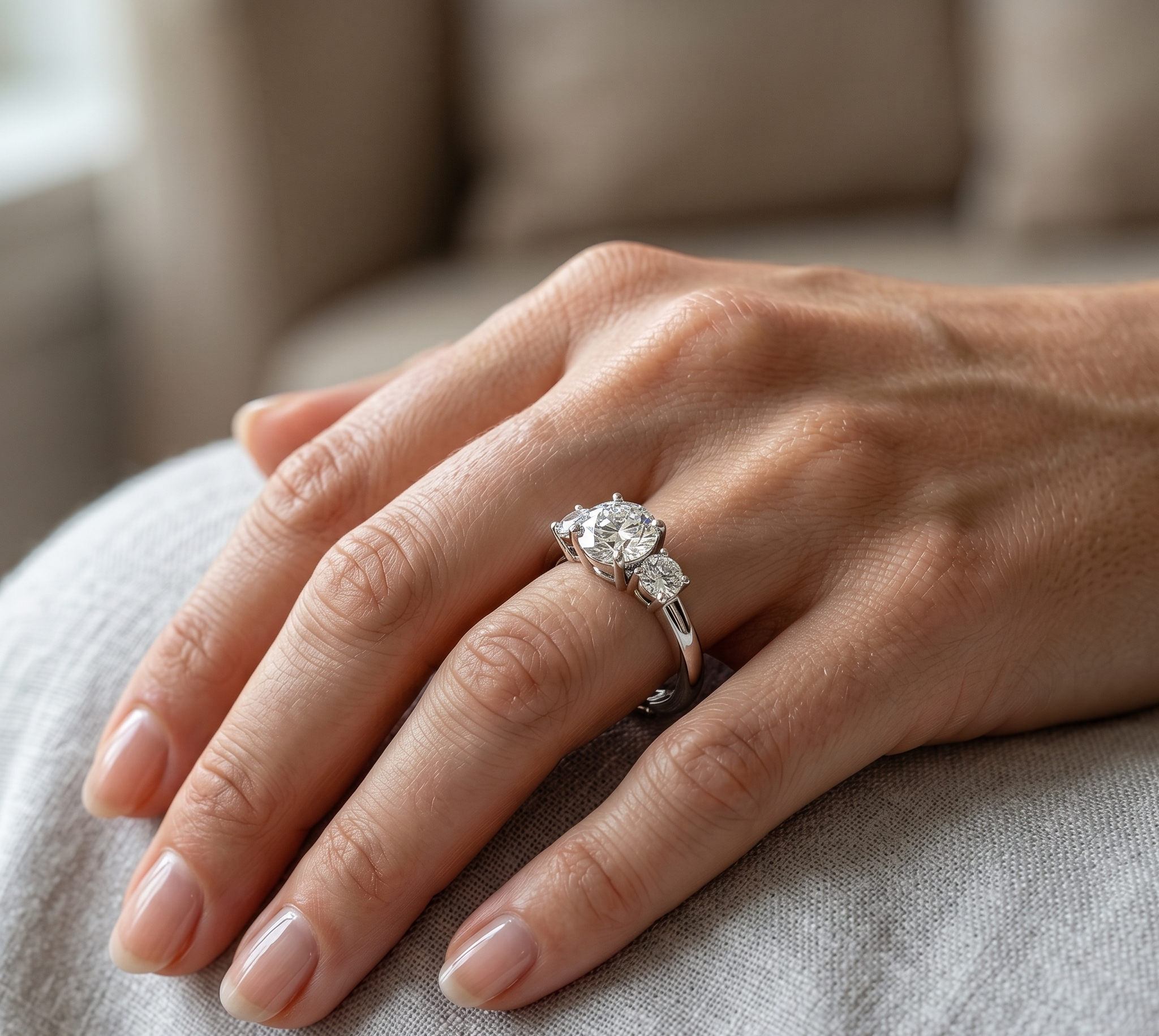 Silver Round Milestone Trinity Ring