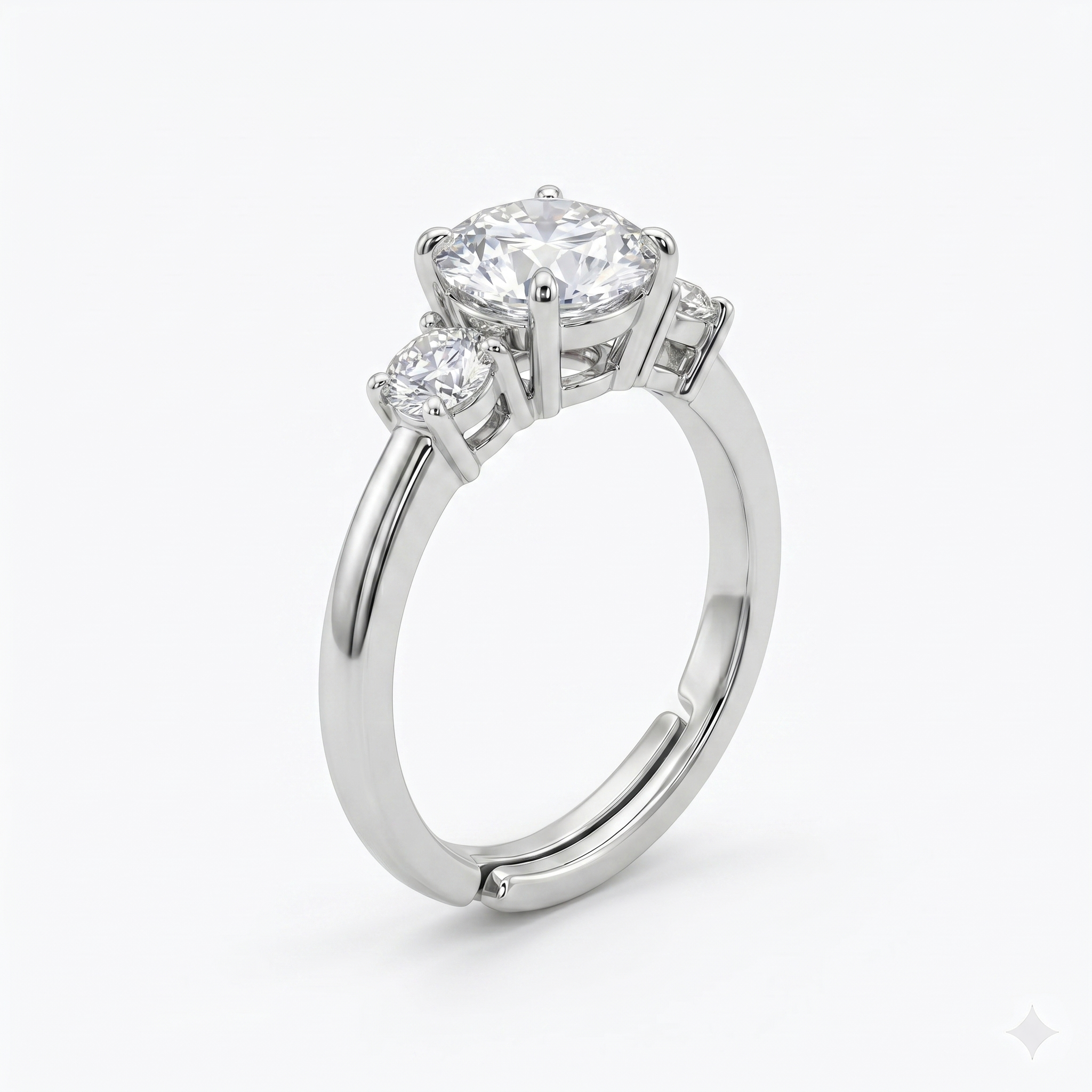 Silver Round Milestone Trinity Ring