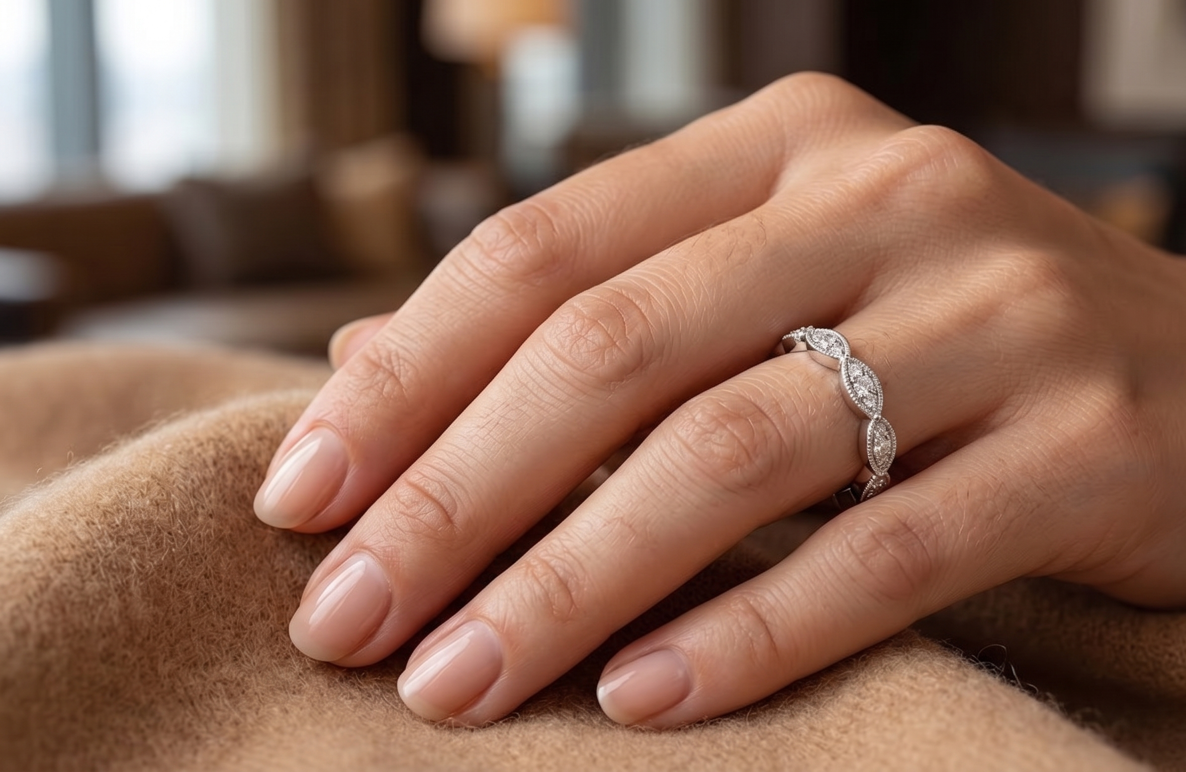 Silver Petal Eternity Ring