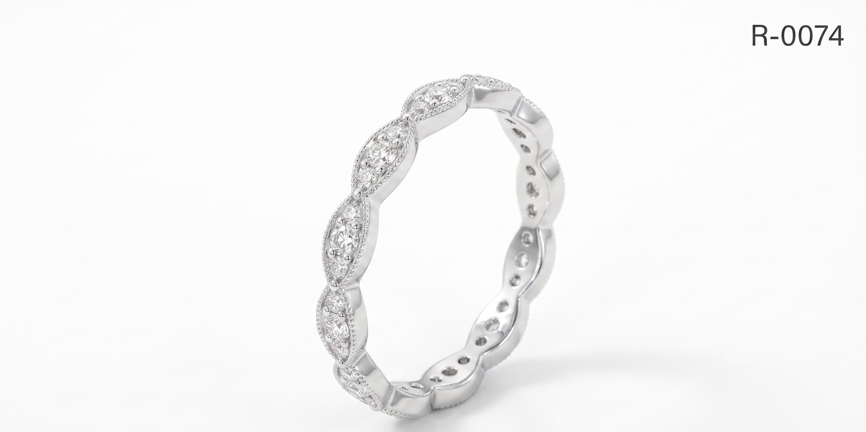 Silver Petal Eternity Ring