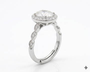 Silver Oval Halo Solitaire Ring