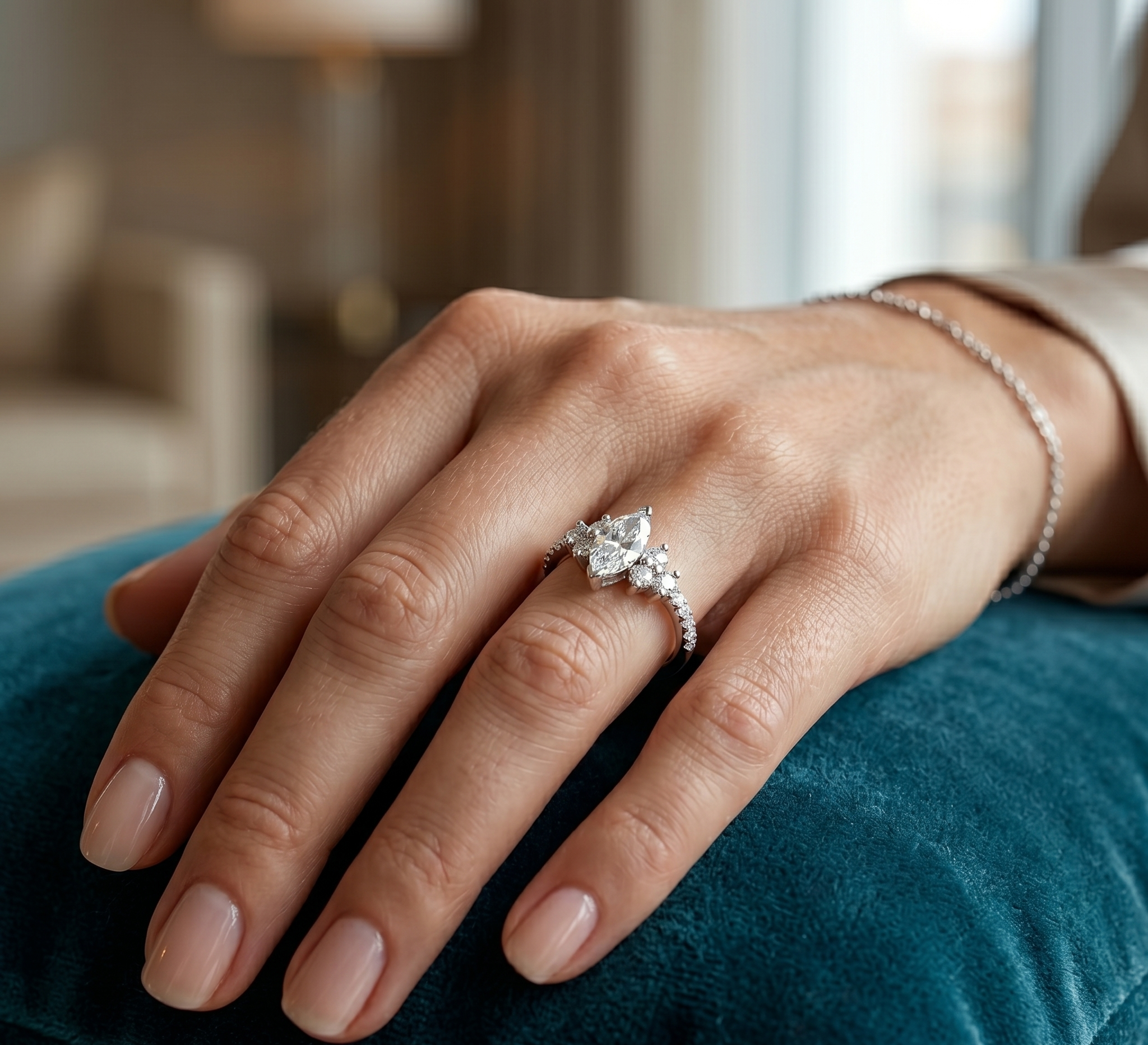 Silver Marquise Celestial Ring