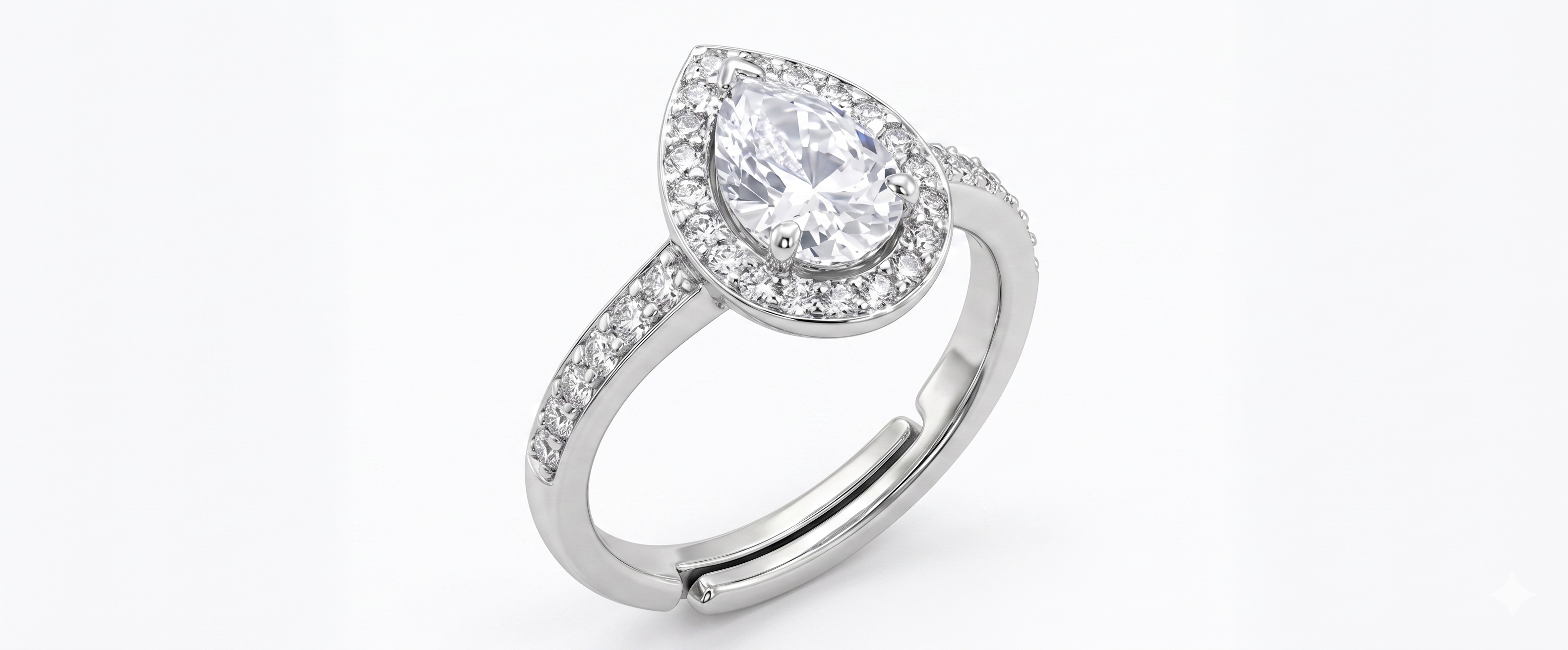 Silver Pear Luminary Ring