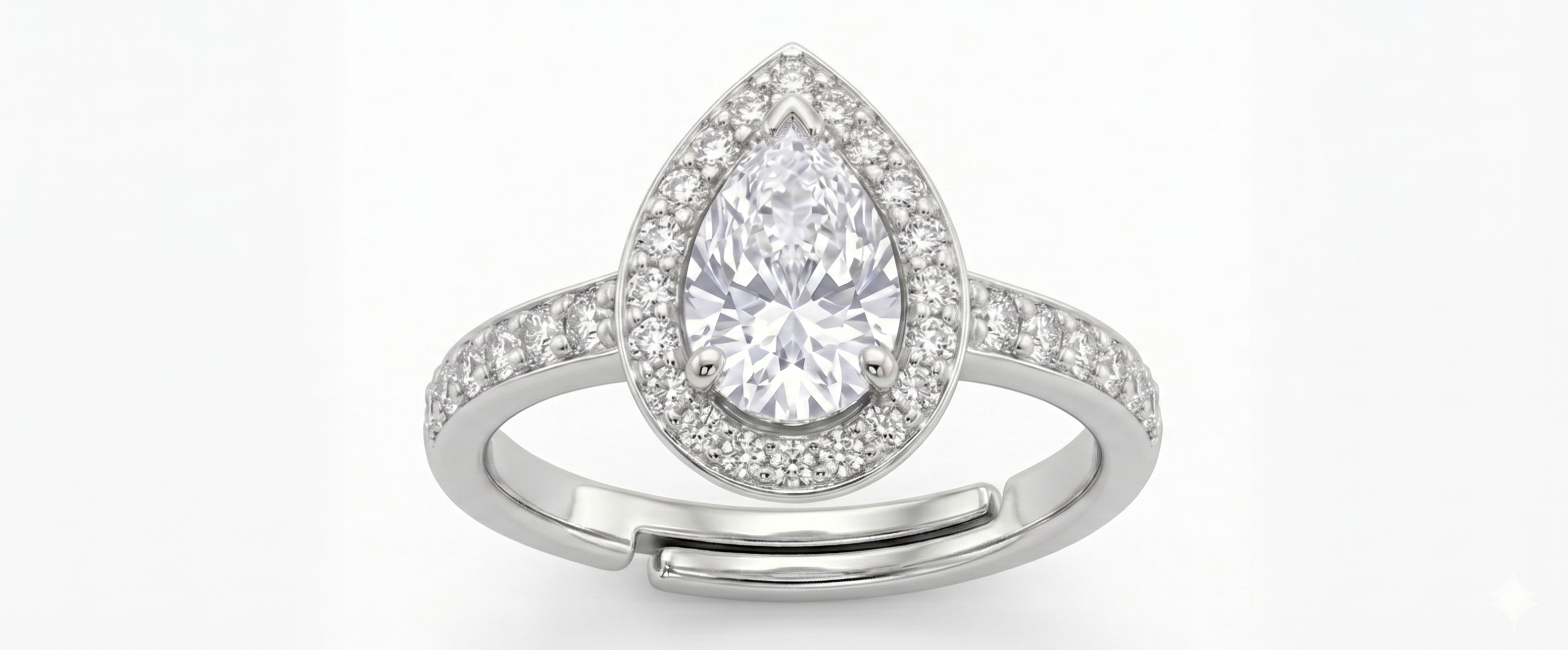 Silver Pear Luminary Ring