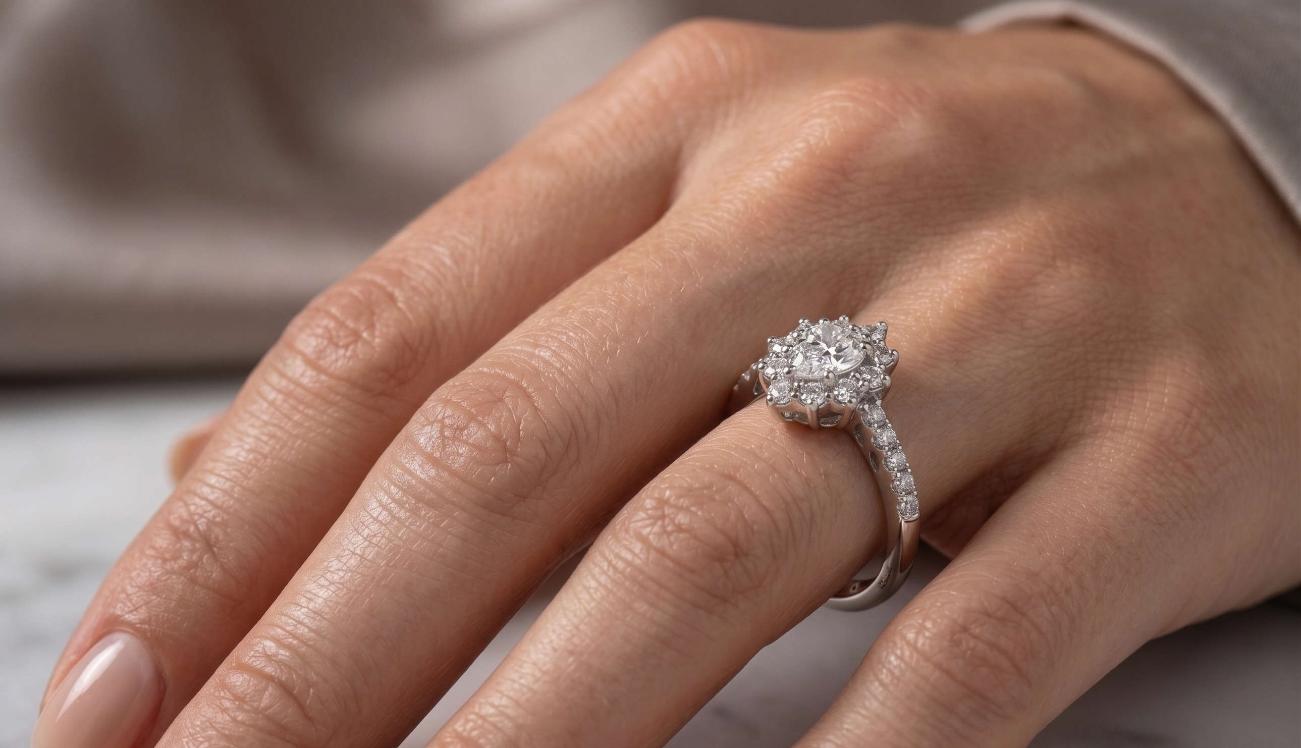 Silver Pear Sunburst Ring