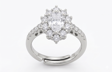 Silver Pear Sunburst Ring