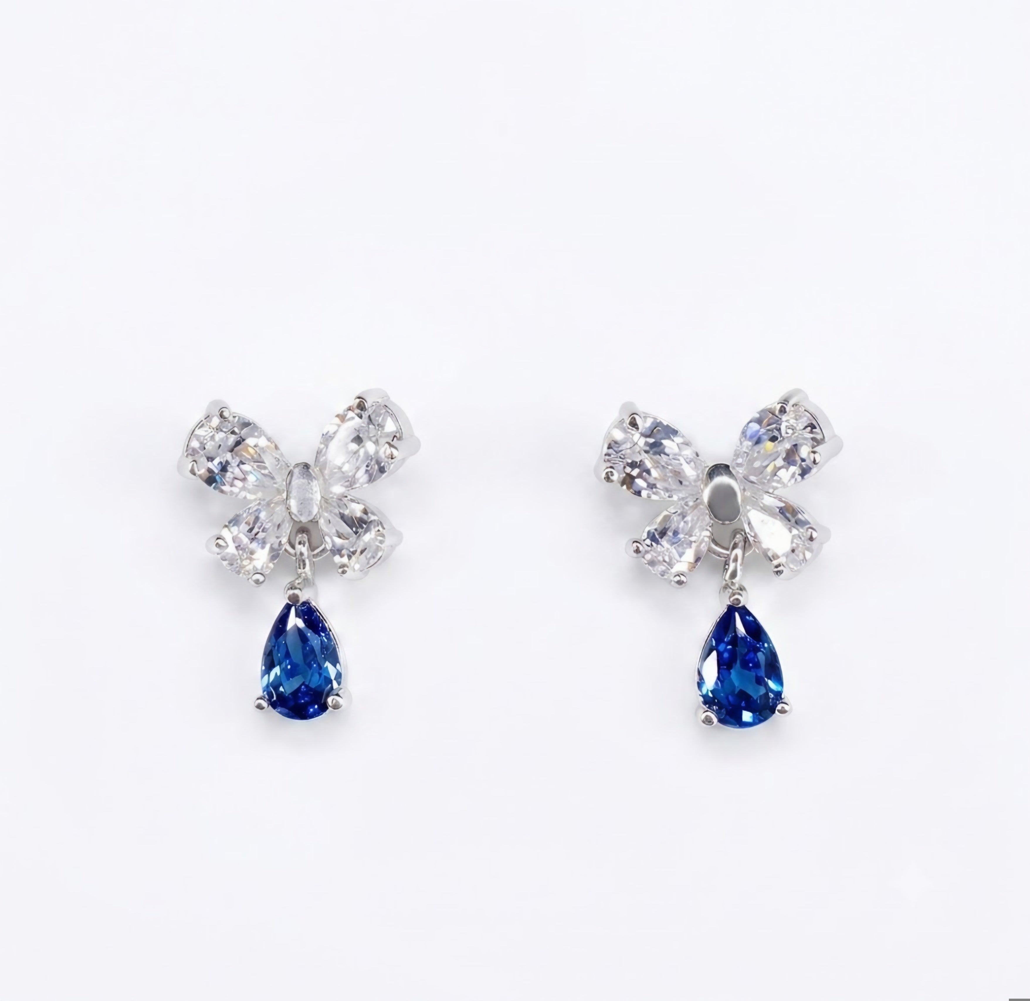 Crystal Bow Teardrop Dangle Studs