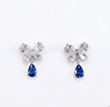 Crystal Bow Teardrop Dangle Studs