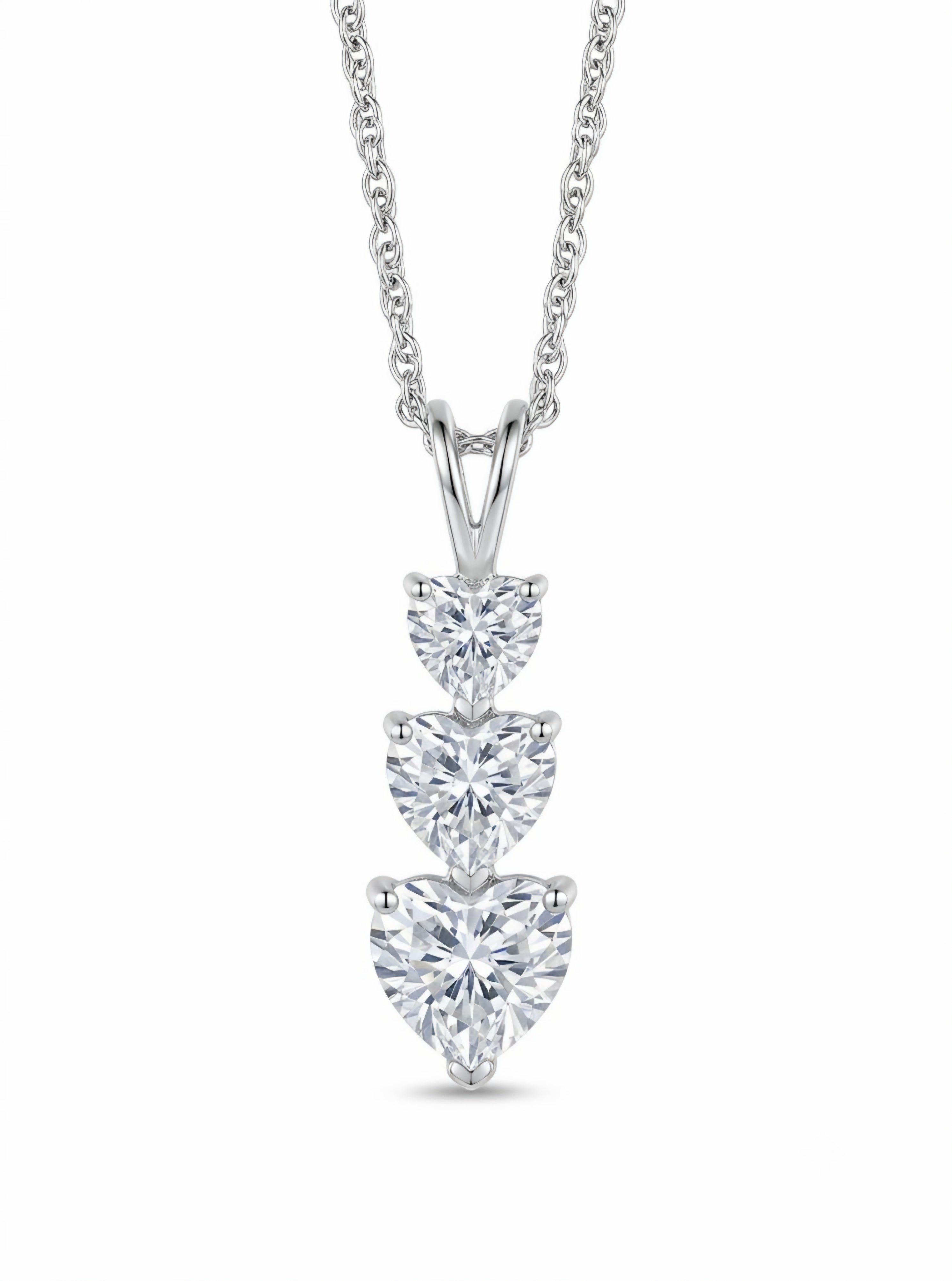 Graduated Heart Cascading Drop Necklace