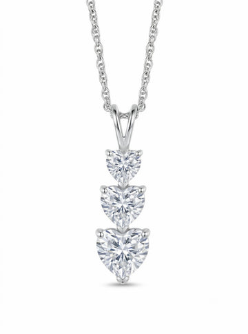Graduated Heart Cascading Drop Necklace