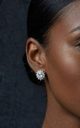 Royal Oval Sunburst Halo Earrings
