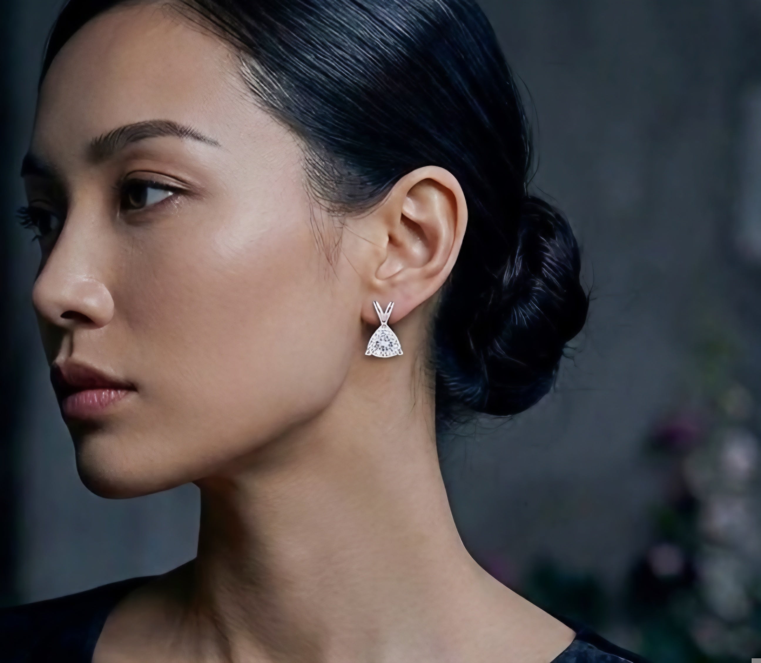 Bunny Ear Trilliant Stud Earrings