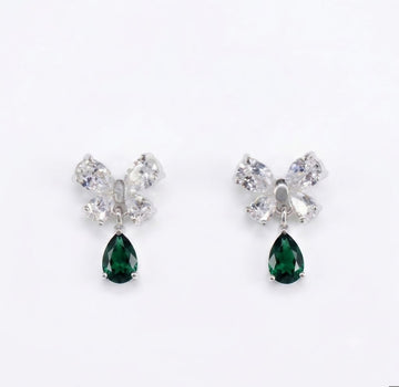 Crystal Bow Teardrop Dangle Studs